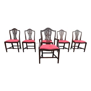 Early 20th Century Set of 6 English Hepplewhite Style Dining Chairs For Sale