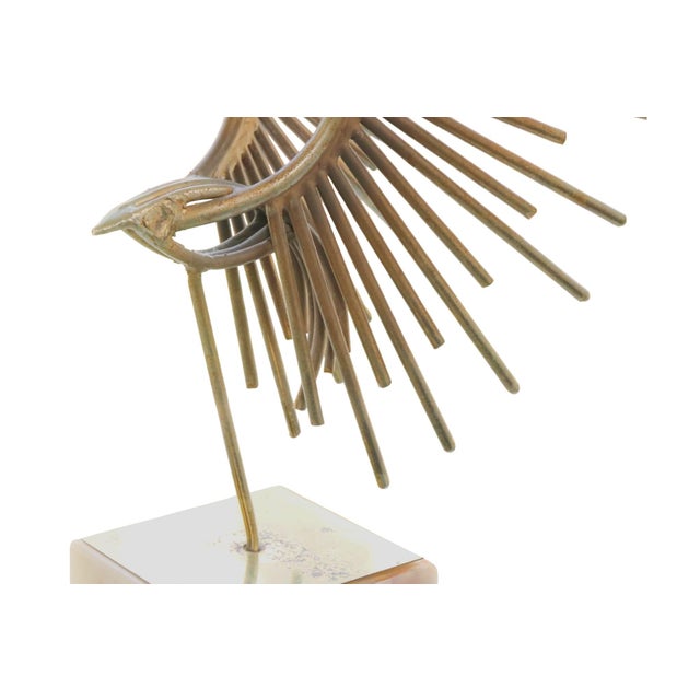 Curtis Jere 1970s Brutalist Curtis Jeré Bird in Flight Sculpture in Brass and Marble For Sale - Image 4 of 7