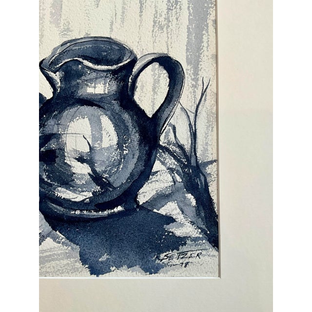 Late 20th Century Late 20th Century Vintage Boho Still Life Watercolor For Sale - Image 5 of 5
