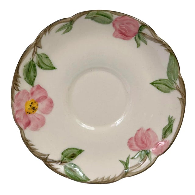 American 1940s Franciscan Desert Rose Small Saucers- Set of 5 For Sale - Image 3 of 5
