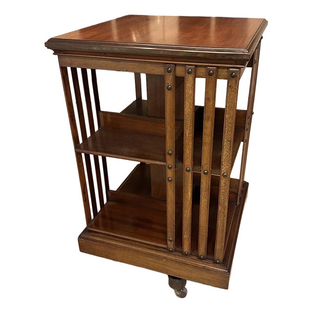 Antique Revolving Bookcase in Mahogany, 1890s For Sale