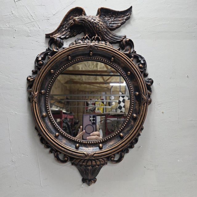 Copper 1950s Mid Century Eagle Wall Mirror Federal Revival Americana Coppercraft Guild 21" For Sale - Image 8 of 11