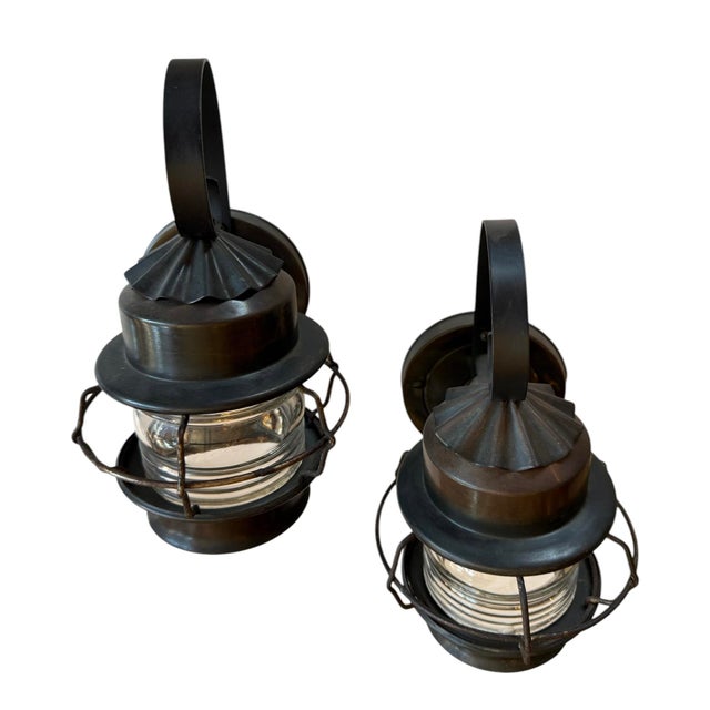Vintage Outdoor Lantern Porchlights - a Pair For Sale In Los Angeles - Image 6 of 7