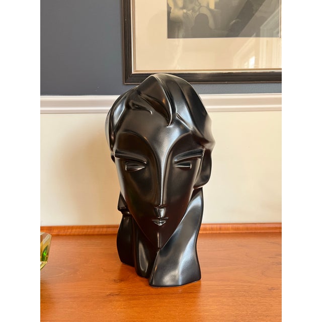 Black Post Modern Art Deco Black Bust Harris Potteries For Sale - Image 8 of 10