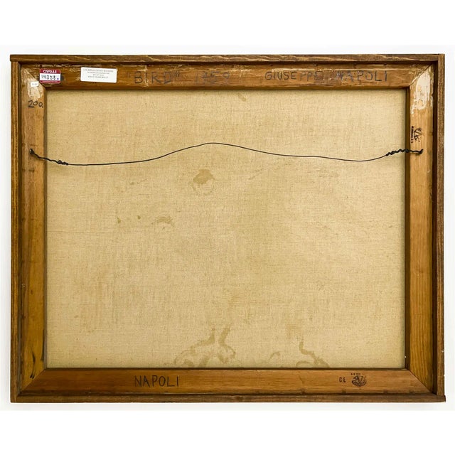 Giuseppe Napoli Mixed-Media Painting on Canvas of a Bird, 1959 For Sale - Image 4 of 5