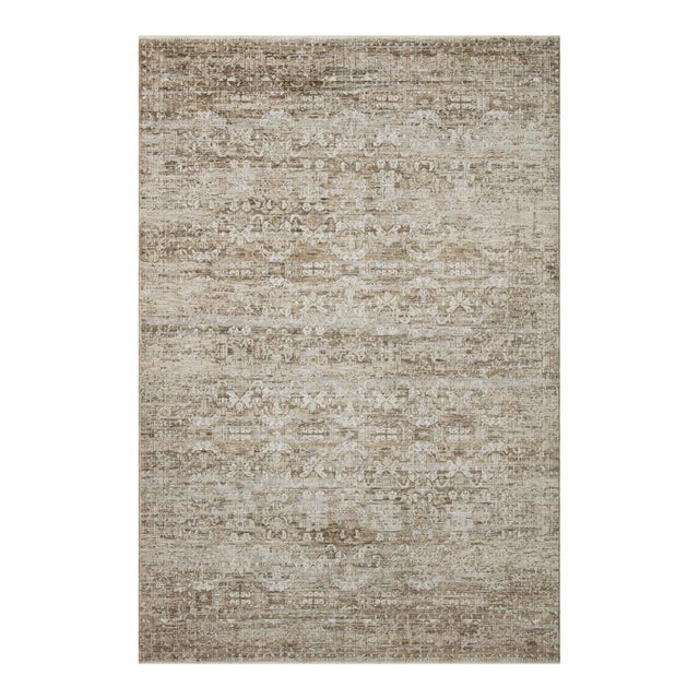 Amber Lewis x Loloi Honora Bark/ Dove 18" x 18" Sample Rug For Sale