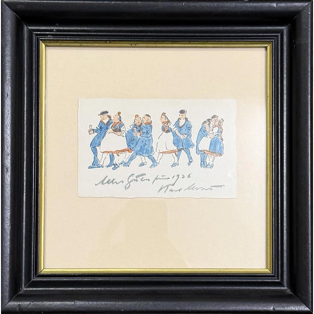 Karl-Erik Ekselius Karl Mons, New Year’s Greetings from the Traditional Costume Couples of Schwalm, Oil Painting on Canvas For Sale - Image 4 of 9