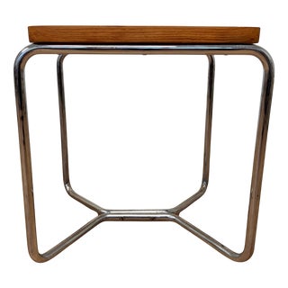 Vintage Bauhaus Wicker Stool in Chrome by Marcel Breuer, 1930s For Sale