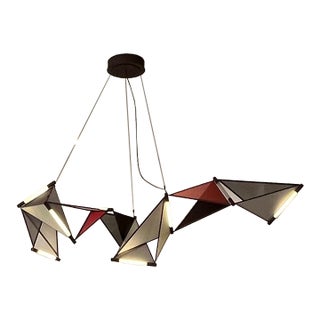 Contemporary Monumental James Dieter "Kite" Modular Geometric Chandelier - Anodized Aluminum & Fabric For Sale