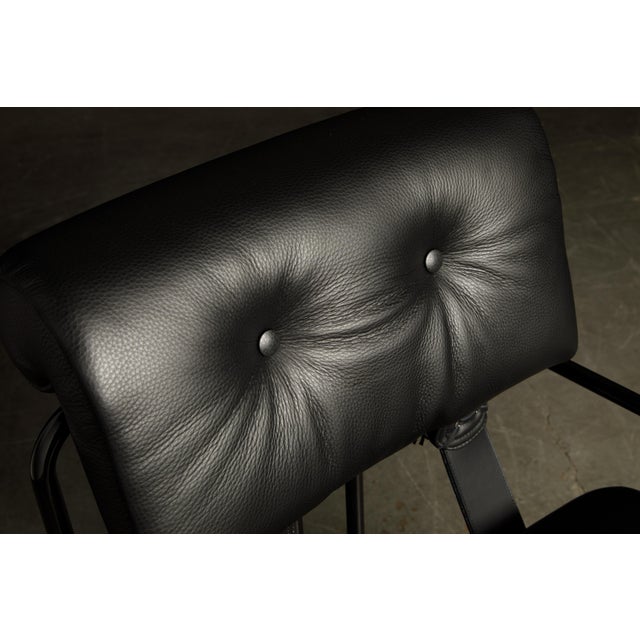 Black Leather Tucroma Chairs by Guido Faleschini for Mariani, Brand New - Set of 12 For Sale - Image 11 of 12