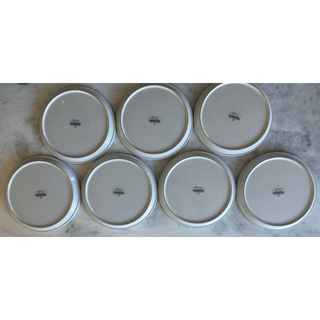 Pink Vintage Noritake Primastone "Image" Pattern Dinner Plates - Set of 7 For Sale - Image 8 of 11