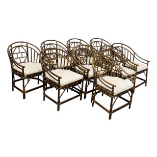 Brighton Pavilion Bamboo Dining Chairs, Vintage Set of Eight For Sale