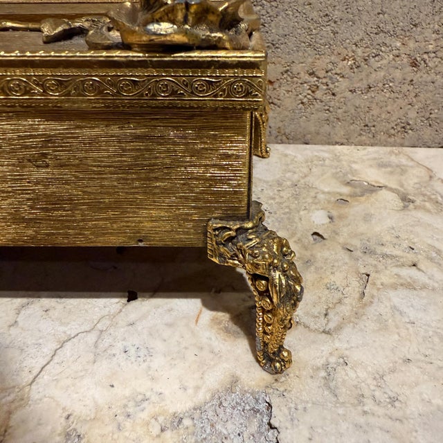 Metal 1960s Regency Gold Vanity Tissue Holder Box For Sale - Image 7 of 12