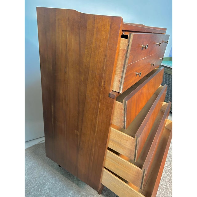 1960s Vintage Walnut Louver Drawer Tallboy For Sale - Image 5 of 7