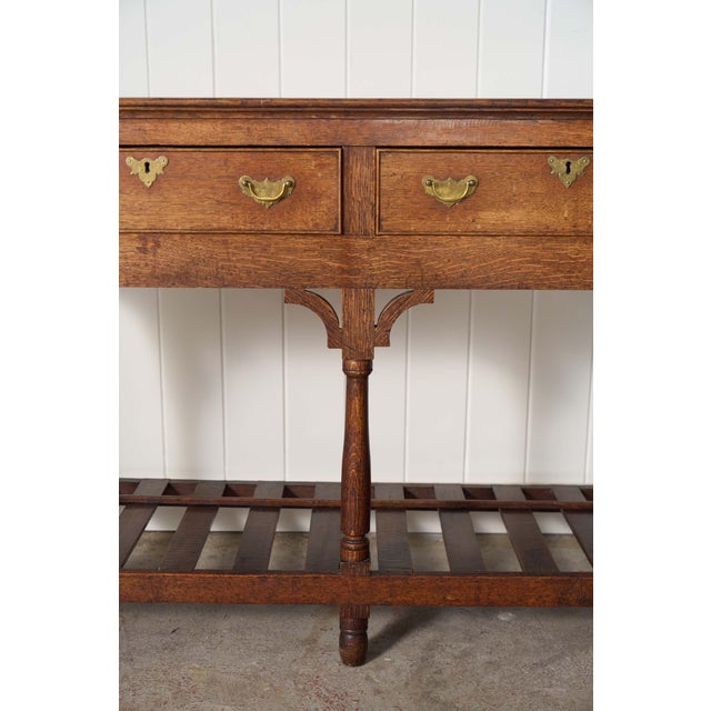 19th Century 19th Century English Oak 3-Drawer Dresser Base / Server For Sale - Image 5 of 10