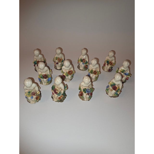 Beautiful Antique Italian Capodimonte Figural Place Card Holders 12 For Sale - Image 9 of 11