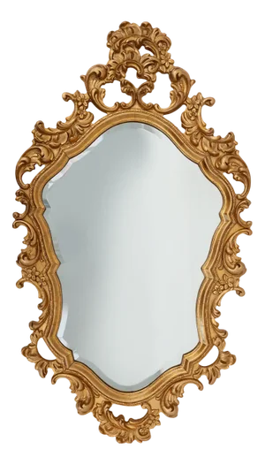 Vintage French Facet-Cut Crest Mirror in Gilded Carved Wood, 1960s
