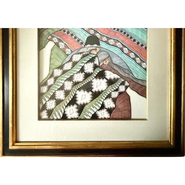 1980s Vintage Signed Amado Maurilio Pena Southwestern Modernist Custom Framed Art Print Sin Titulo Native American Figures For Sale - Image 5 of 11