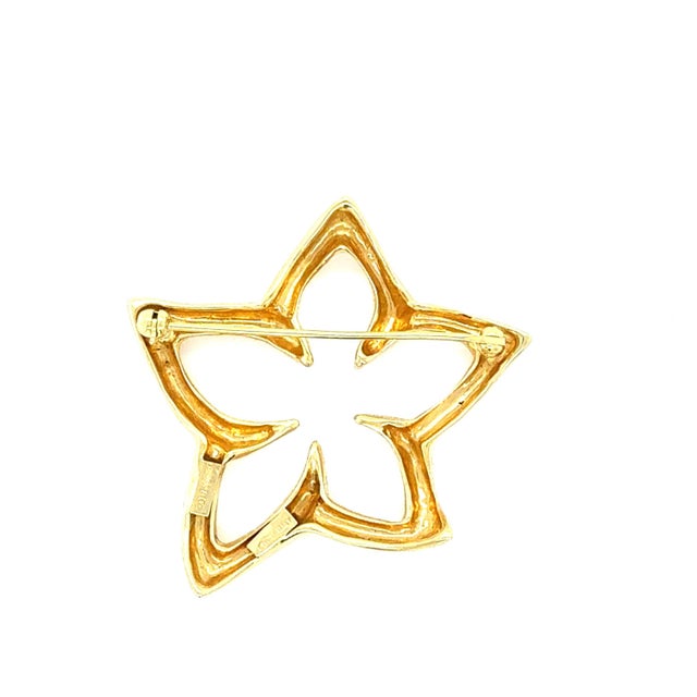 Late 20th Century Late 20th Century Tiffany & Co. 18k Yellow Gold Flower Star Brooch For Sale - Image 5 of 5