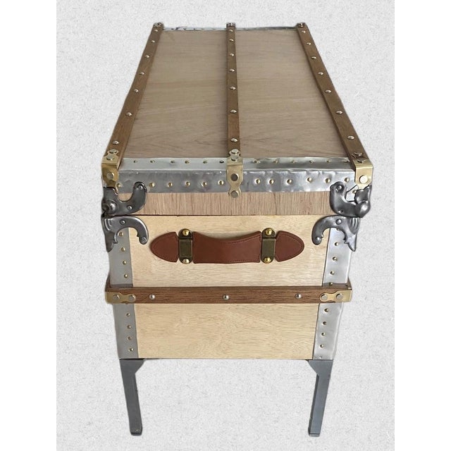 2020s Custom Hand Crafted Steamer Trunk For Sale - Image 5 of 6