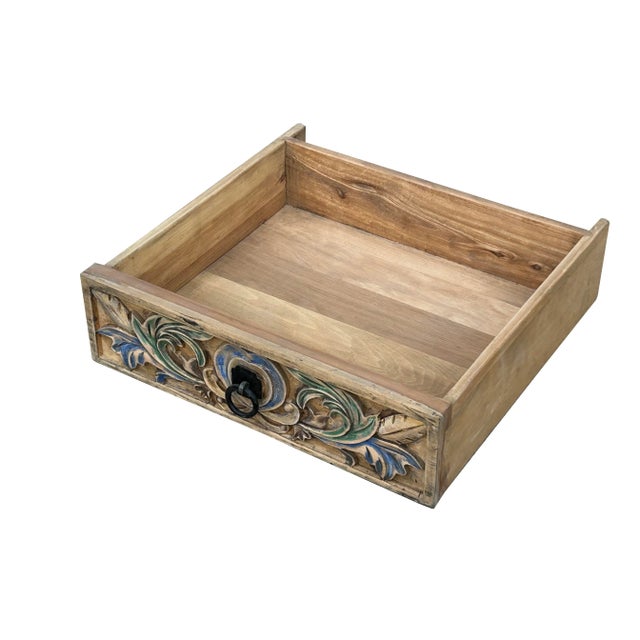 Tan Chinese Rustic Wooden Side Table Cabinet For Sale - Image 8 of 10