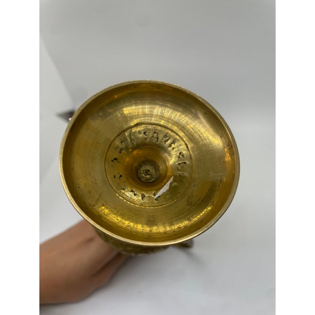 Mid 20th Century Brass Pitcher With Flower Details and Handle For Sale In Charlotte - Image 6 of 6