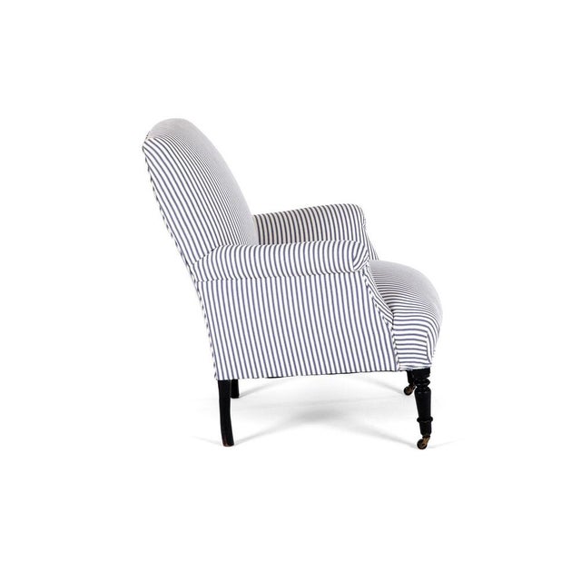 French Armchair in Princeton Ticking For Sale - Image 4 of 13