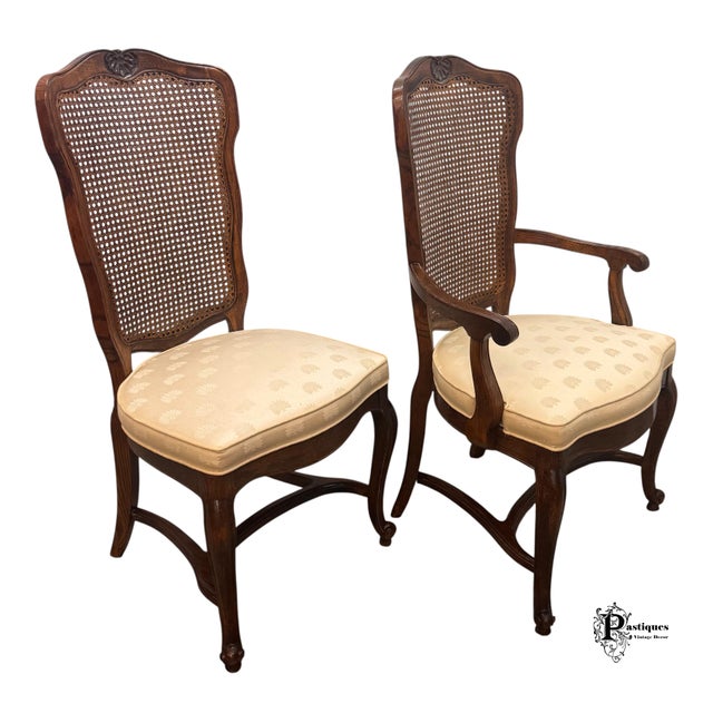 Vintage Century French Country Style Oak & Cane Dining Chairs - Set of 6 For Sale In Greensboro - Image 6 of 12