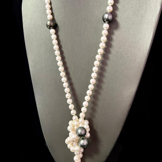 Akoya & Tahitian Pearls Diamond Necklace 18k Gold Certified For Sale - Image 13 of 13