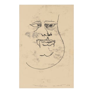 Visage - 1974 Original Monoprint Lithograph on Paper by Michael William Eggleston For Sale