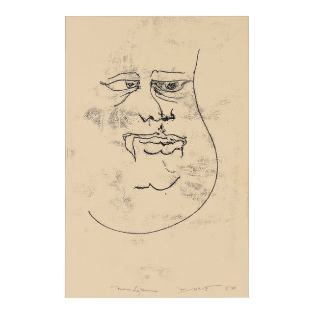 Visage - 1974 Original Monoprint Lithograph on Paper by Michael William Eggleston For Sale
