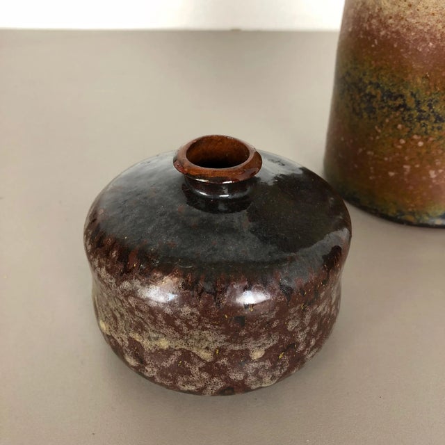 German Ceramic Studio Pottery Vase by Elmar & Elke Kubicek, 1970s, Set of 3 For Sale - Image 15 of 18