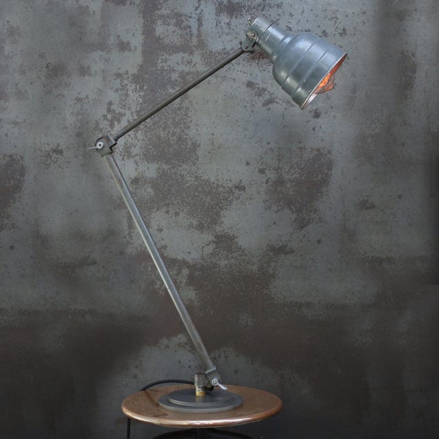 French grey metal machinist work light adjustable in height and angle including plug and switch in shade available with uk...