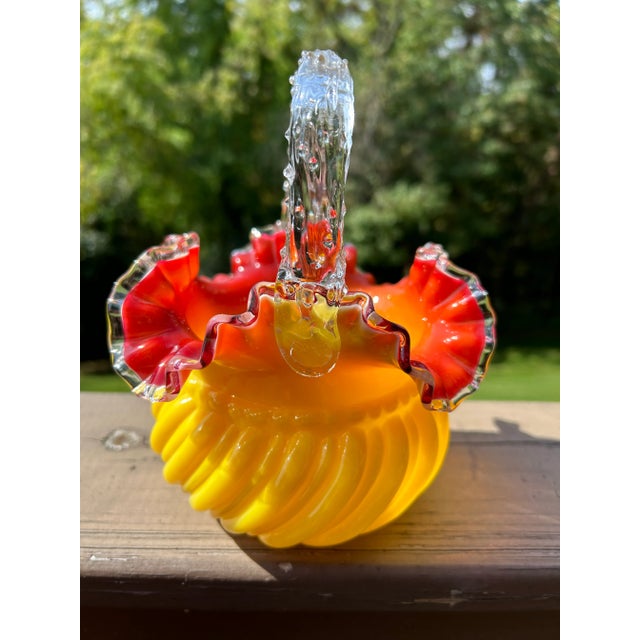 Antique Victorian Stevens & Williams Yellow Glass Basket. Dimensions: 7"H x 5.5" x 5 This is a beautifully made glass...