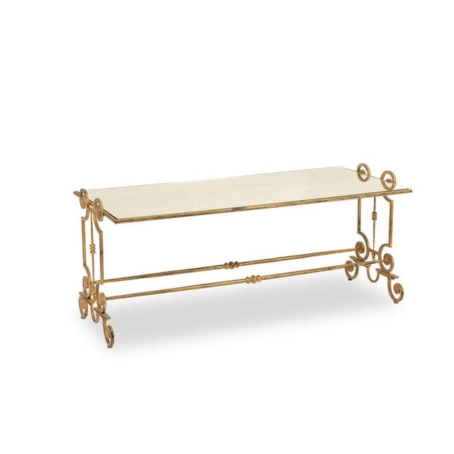 Coffee Table in Gilded Wrought Iron with Eglomized Glass Top. 1970s. For Sale - Image 6 of 6