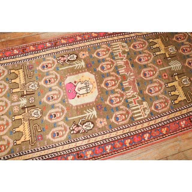 Early 20th Century Zabihi Collection Lion Motif Persian Long Runner - 2'7" x 12'5" For Sale - Image 9 of 12