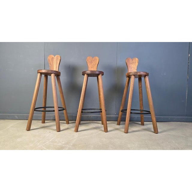 Vintage Brutalist Bar Stools, 1960s, Set of 3 For Sale - Image 9 of 12