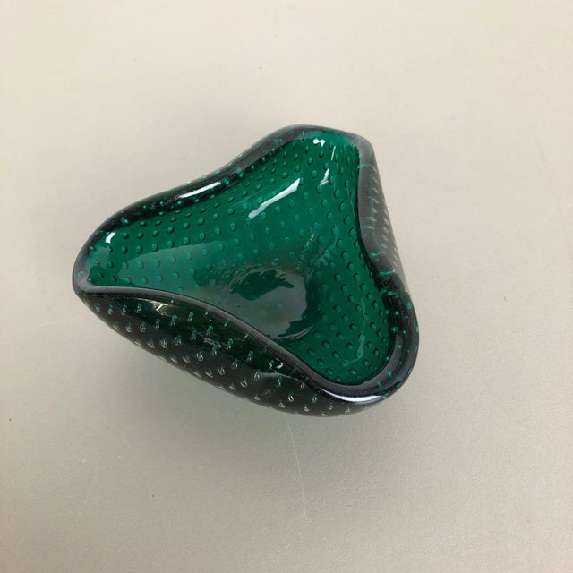 Green Murano Glass Bullicante Bowl or Ashtray, Italy, 1970s For Sale - Image 4 of 15