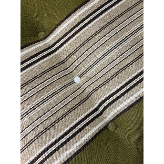 Green Vintage Danish Oak Sofa in Style of Henning Kjærnulf Green Striped Upholstery Mid Century For Sale - Image 8 of 10