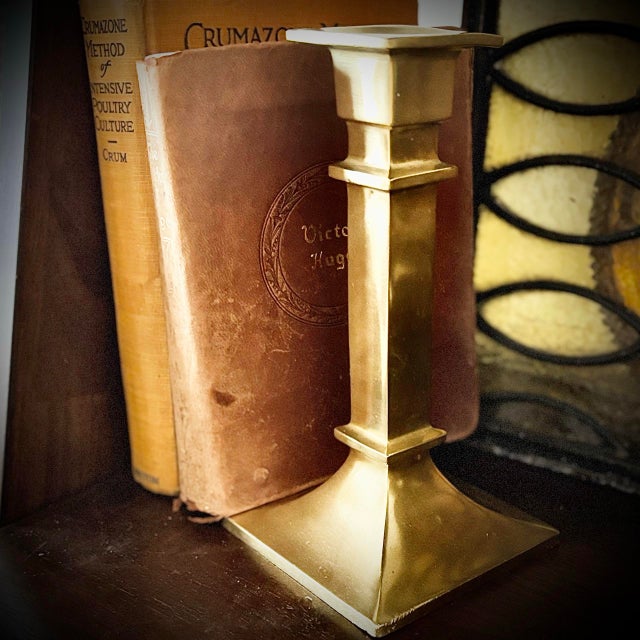 Mid-Century Modern Early 1900s Antique Brass Statuesque Candlestick Holder Anderson Chicago Foundry “A” For Sale - Image 3 of 10