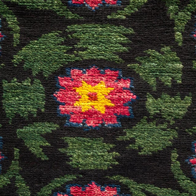 Contemporary Suzani Collection Hand-Knotted Area Rug - Black 9' 1" x 11' 4" For Sale - Image 3 of 4