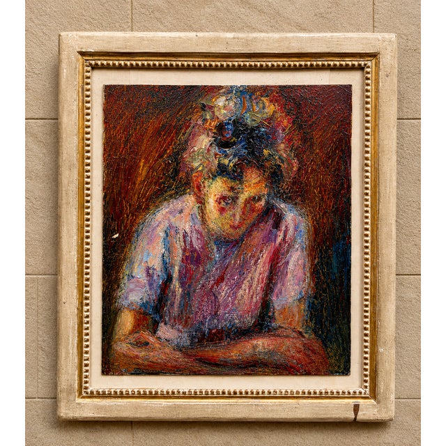 Portrait of a Young Woman, 20th Century, Oil Painting on Canvas, Framed For Sale - Image 4 of 6