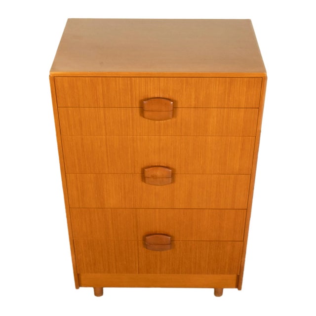 Mid Century Modern Danish Tall Boy Teak Chest of Drawers Six Drawer Dresser 1960 For Sale - Image 10 of 13