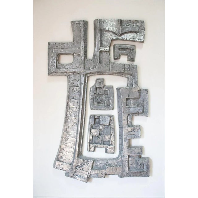 Metal Cast Metal Wall Sculpture, 1950s For Sale - Image 7 of 7
