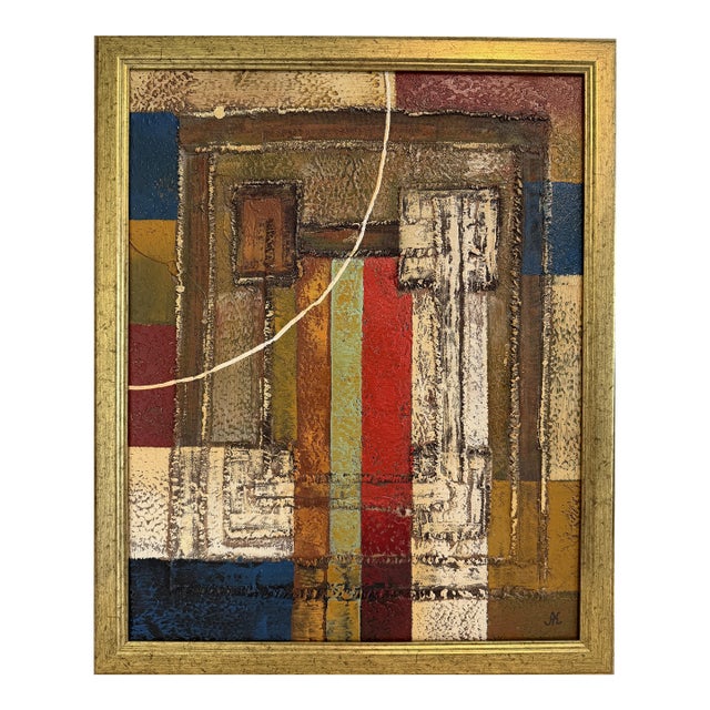 Original Abstract Oil Painting by Alena Kalen "Constructed Silence" Framed, Coa For Sale