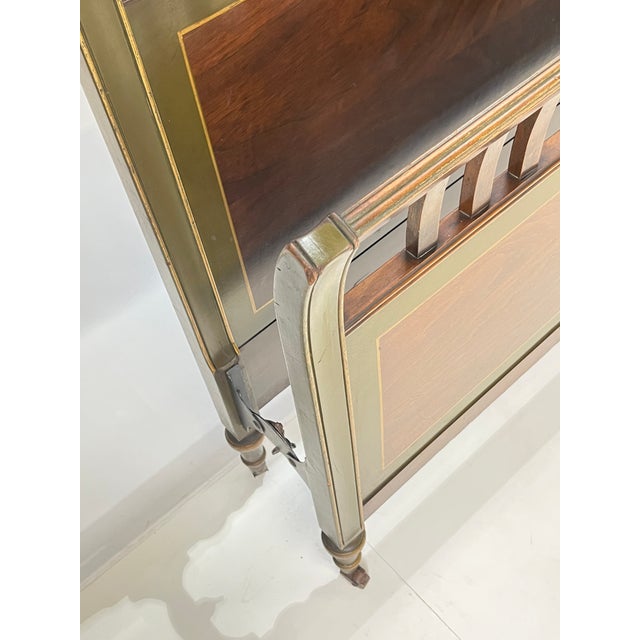 Brown Neoclassical Sligh Grand Rapids Walnut Burl & Hand-Painted Full Bed For Sale - Image 8 of 18