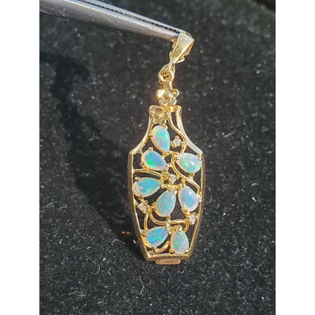 Vase Full of Pear Shaped Opals Necklace 16" For Sale - Image 4 of 4
