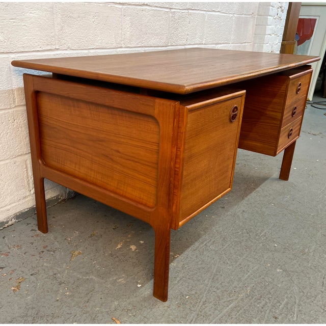 Mid-Century Modern Mid-Century Teak Executive Desk by Art Furn of Denmark For Sale - Image 3 of 17