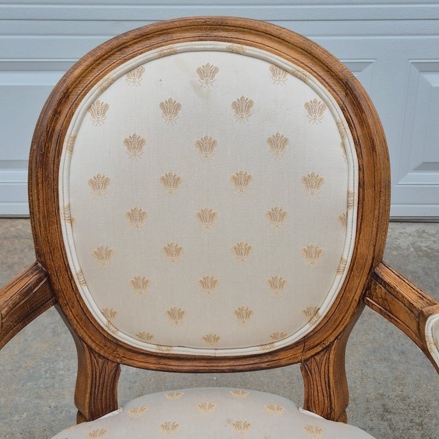 Century Furniture 1990s Century Furniture Louis XVI Oak Open Arm Chairs Fauteuils for Reupholstery, a Pair For Sale - Image 4 of 12