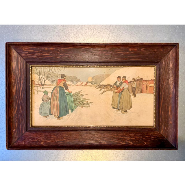Artist: HENRI CASSIERS (1858-1944) Two lithographs depicting daily life in the Flemish region by famous water colorist...